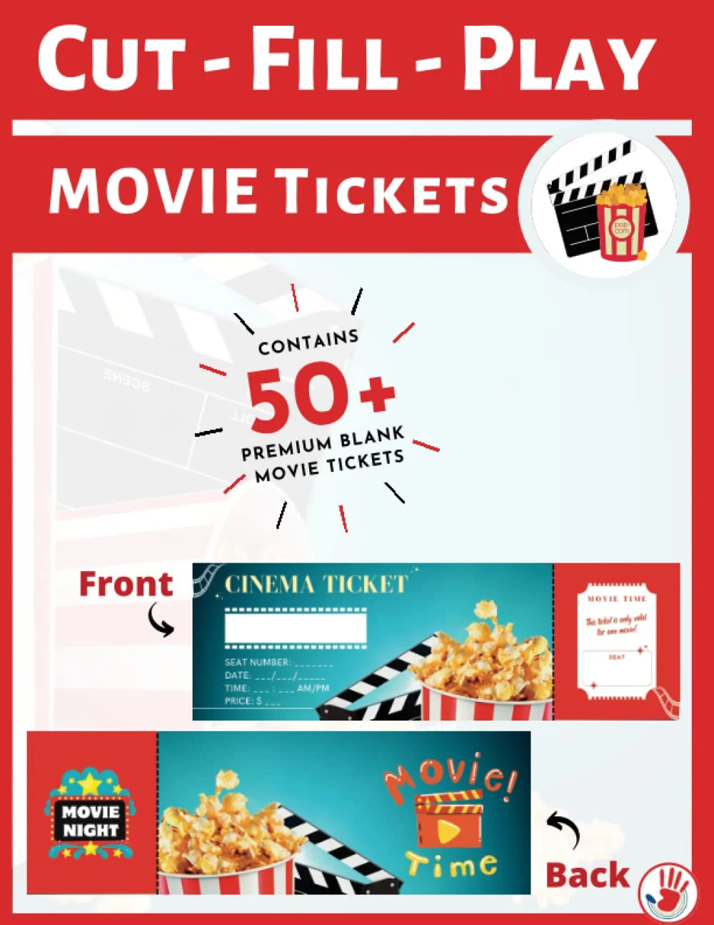 Cut-Fill-Play Movie Tickets for Movie Night for kids