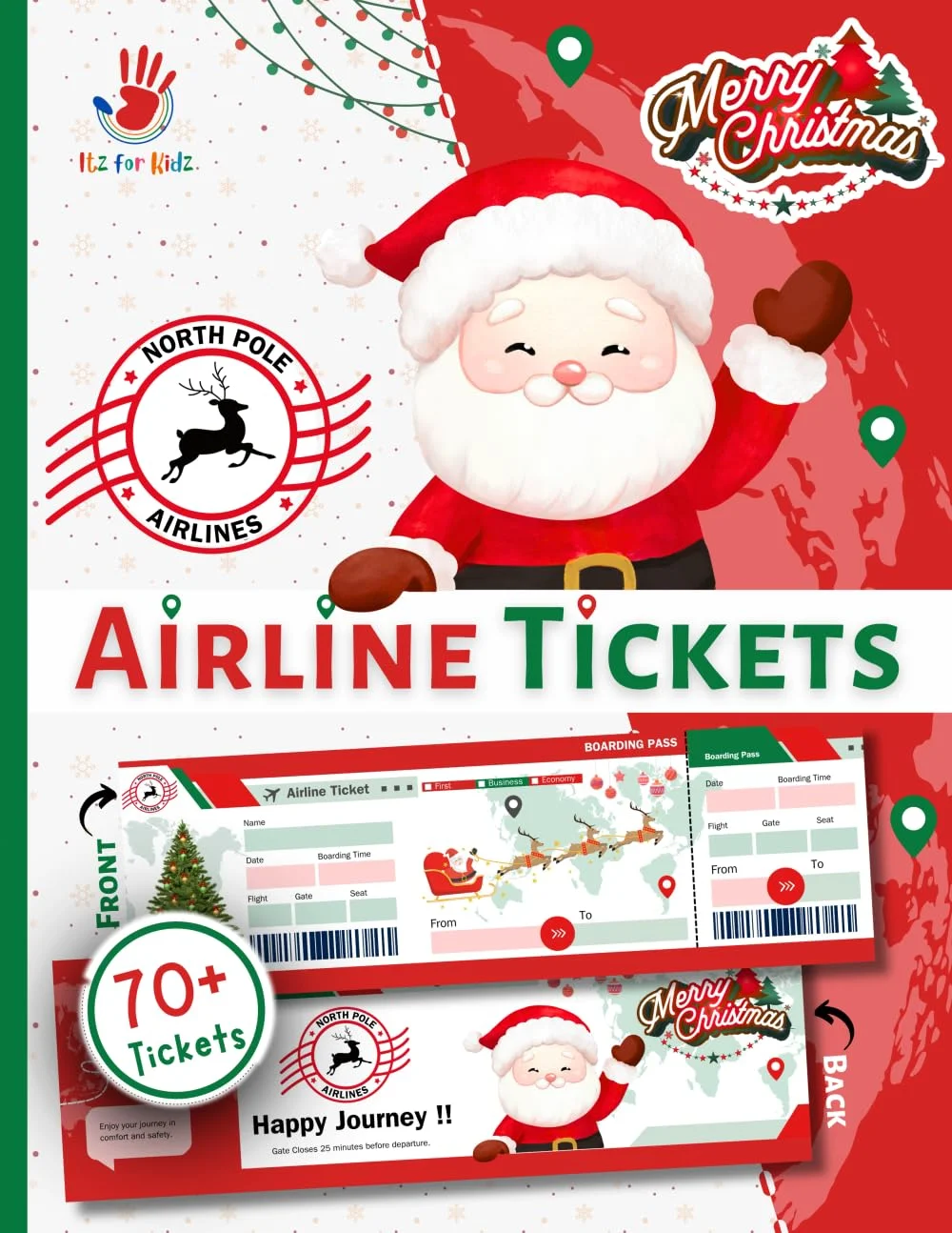 North Pole Airline Tickets – Christmas Pretend Play Activity for Kids