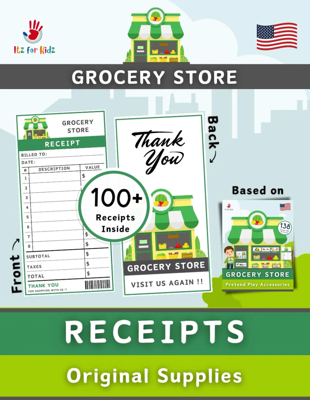 Pretend Grocery Store Receipts